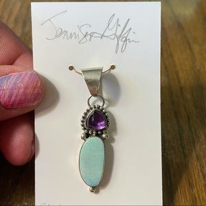 Genuine sterling silver, amethyst and opal pendant